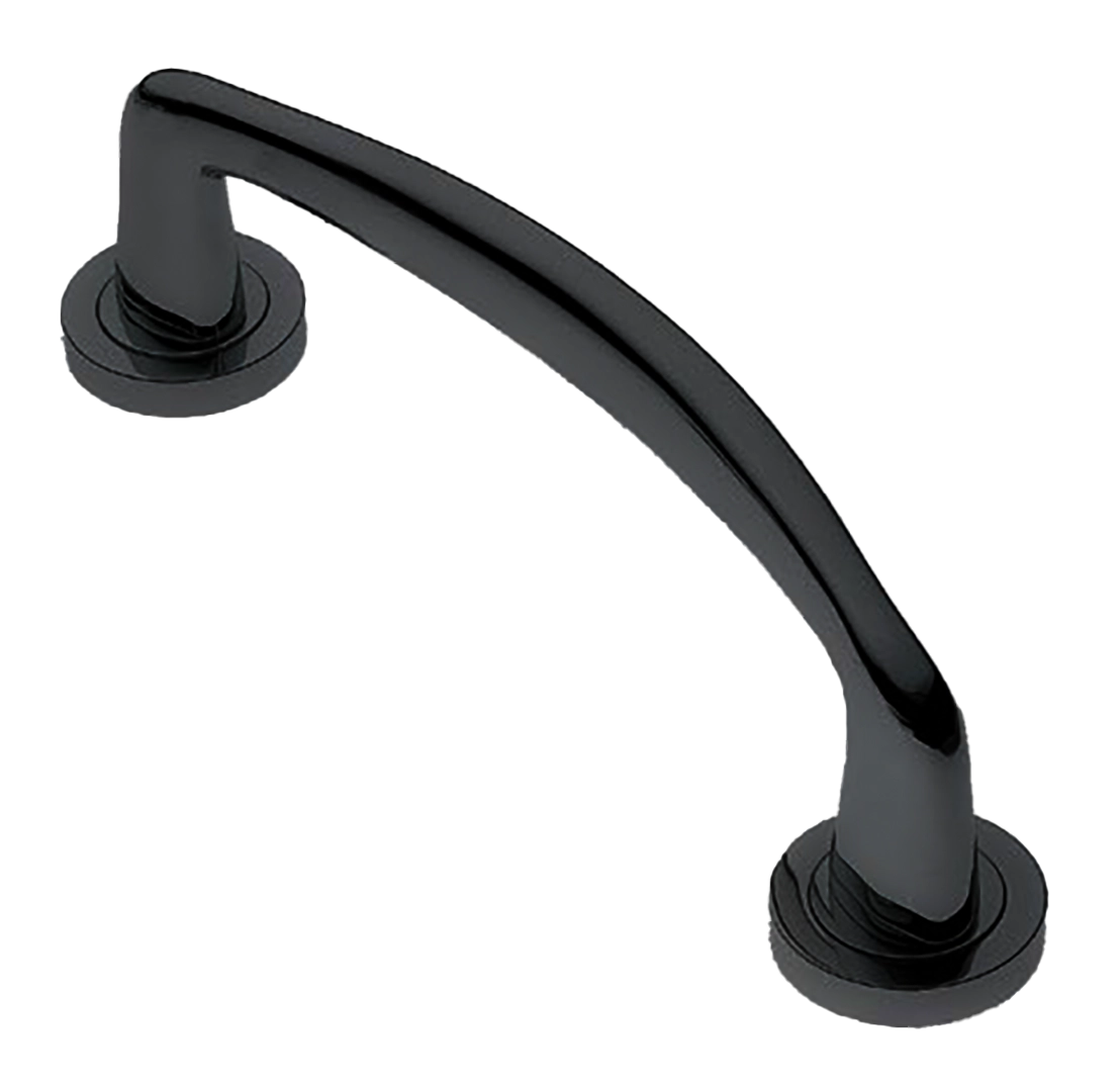 Ручка-скоба дверная COCKATOO PH NERO на круглой розетке, цвет черный, латунь фото купить Воронеж