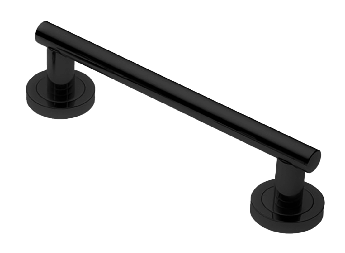 Ручка-скоба дверная CALLA PH 200MM NERO на круглой розетке, цвет черный, латунь фото купить Воронеж