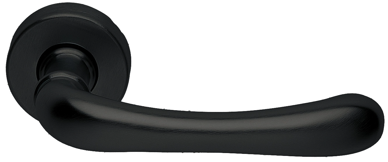 Ручка дверная RING R3-E NERO раздельная на круглой розетке, цвет - черный фото купить Воронеж