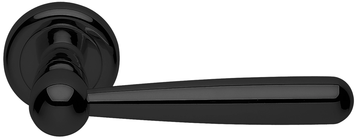 Ручка дверная PINOKKIO R4 NERO раздельная на круглой розетке, цвет - черный фото купить Воронеж