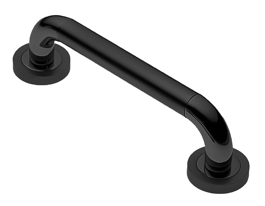 Ручка-скоба дверная GAVANA PH NERO на круглой розетке, цвет черный, латунь фото купить Воронеж