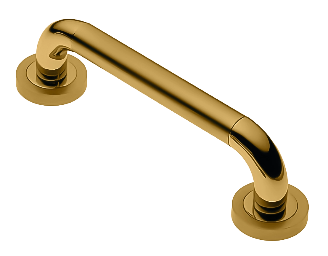 Ручка-скоба дверная GAVANA PH OSA/OTL на круглой розетке, цвет матовое золото/золото, латунь фото купить Воронеж