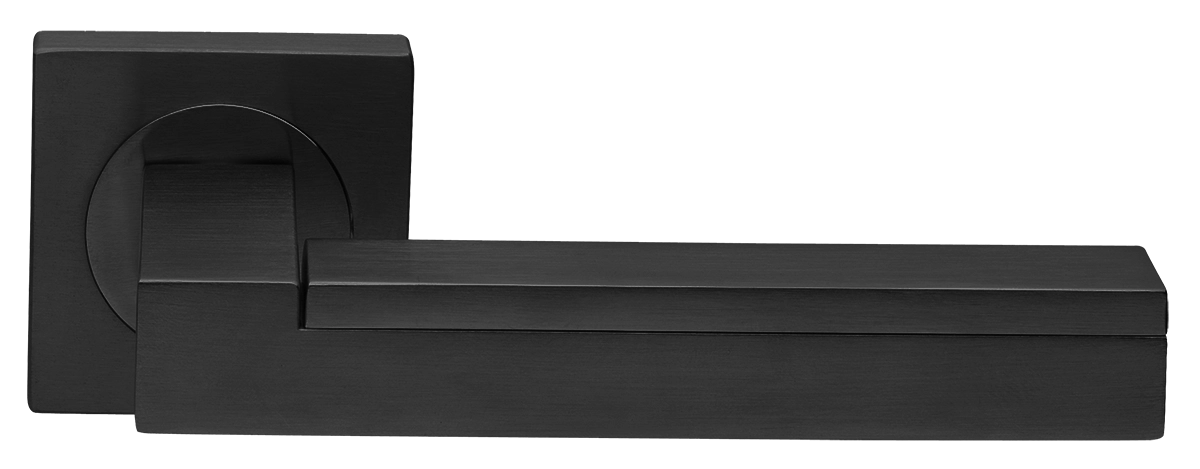 Ручка дверная ISLAND S2 NERO раздельная на квадратной розетке, цвет черный, латунь фото купить в Воронеже