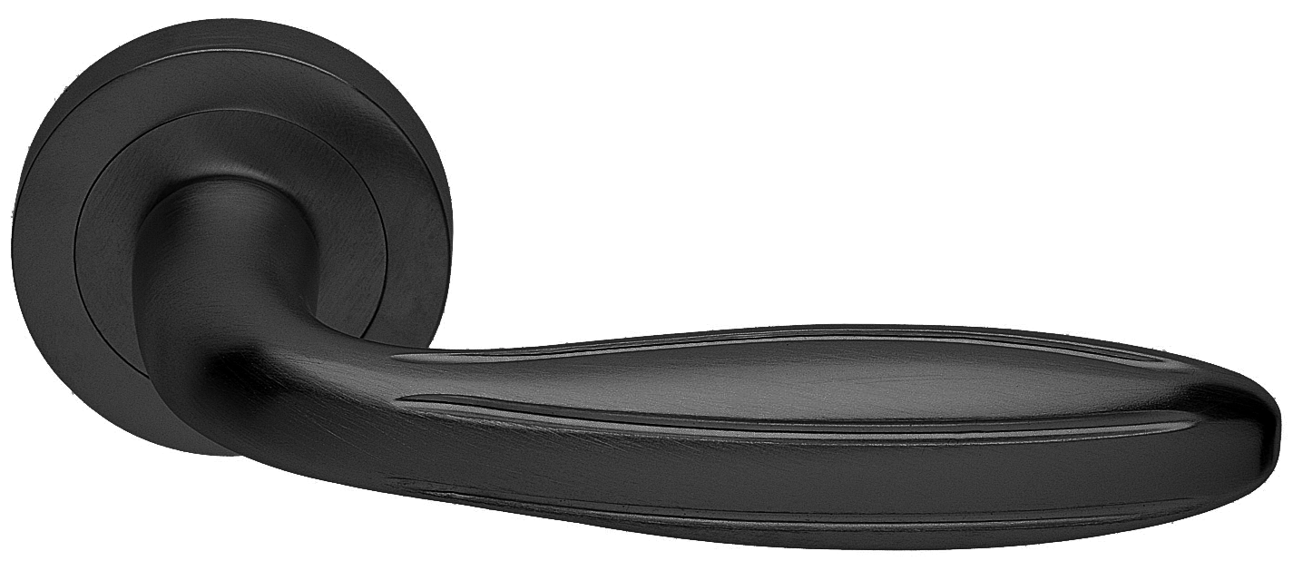 Ручка дверная BUD R2 NERO раздельная на круглой розетке, цвет - черный фото купить в Воронеже