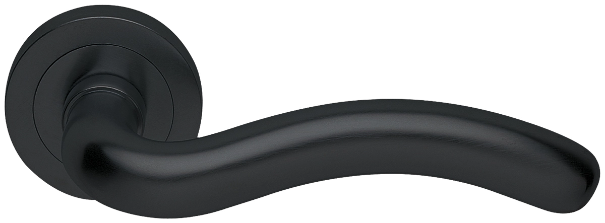 Ручка дверная SNAKE R2 NERO раздельная на круглой розетке, цвет - черный фото купить в Воронеже