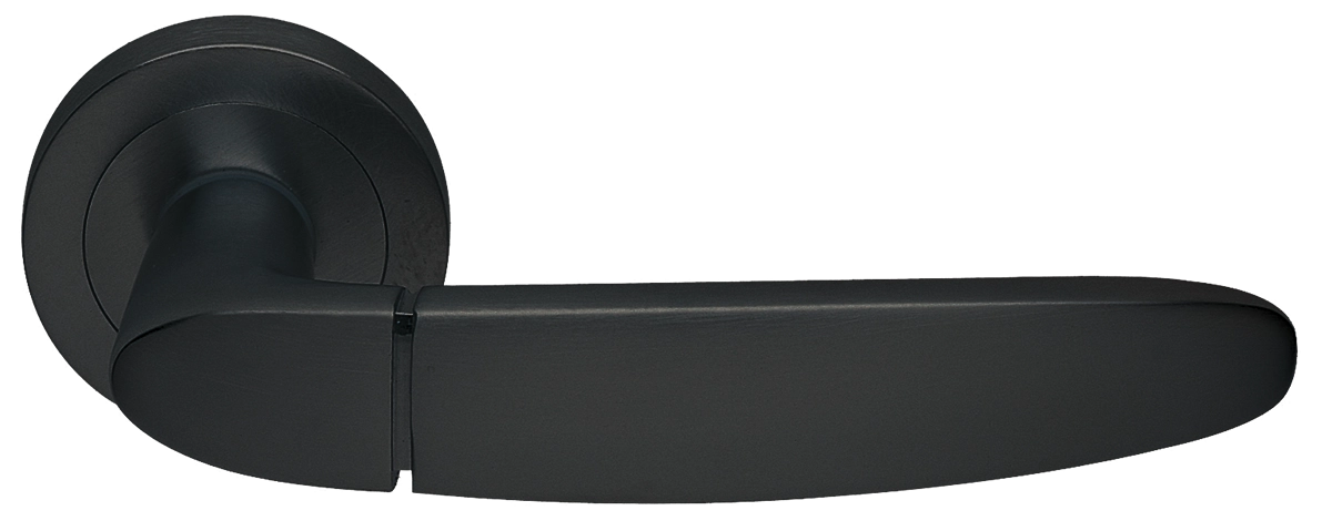 Ручка дверная SAIL R2 NERO раздельная на круглой розетке, цвет - черный фото купить в Воронеже