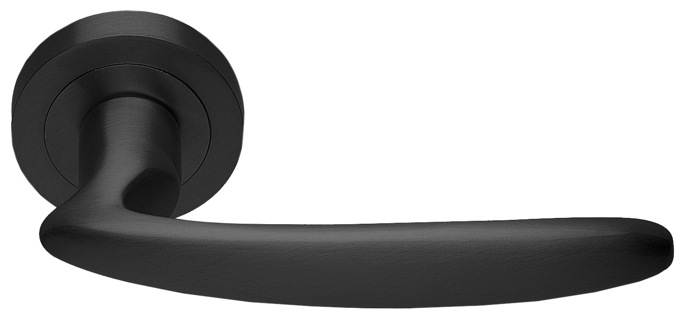 Ручка дверная FLAMINGO R2 NERO раздельная на круглой розетке, цвет - черный фото купить в Воронеже
