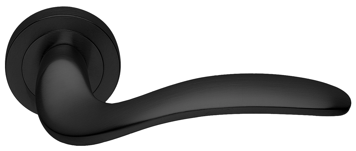 Ручка дверная COBRA R2 NERO раздельная на круглой розетке, цвет - черный фото купить в Воронеже