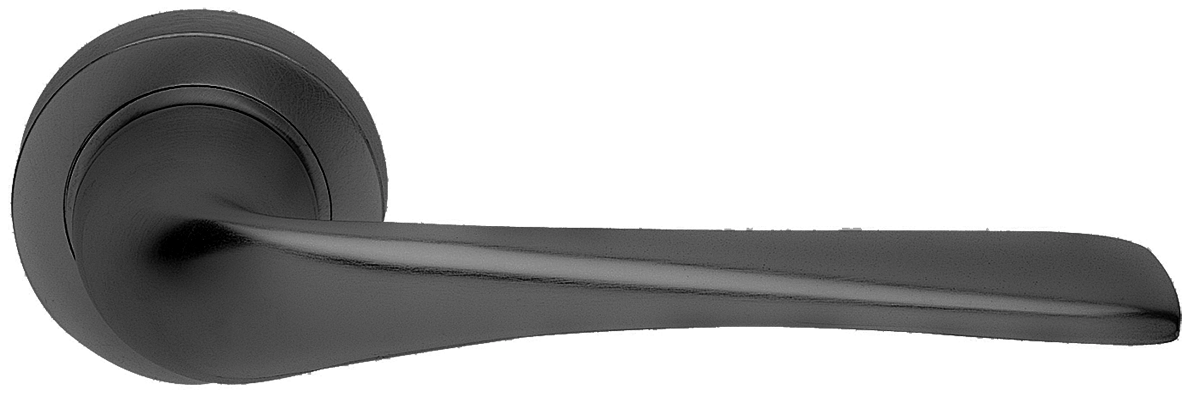 Ручка дверная LE MANS R2 NERO раздельная на круглой розетке, цвет - черный фото купить в Воронеже