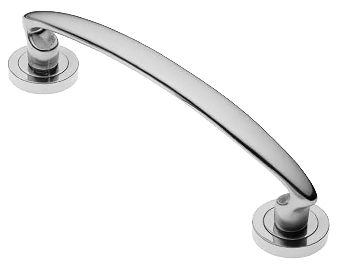 Ручка-скоба дверная FLAMINGO PH CRO на круглой розетке, цвет хром, латунь фото купить в Воронеже