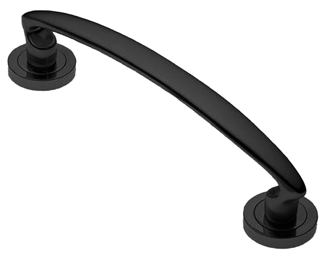 Ручка-скоба дверная FLAMINGO PH NERO на круглой розетке, цвет черный, латунь фото купить в Воронеже