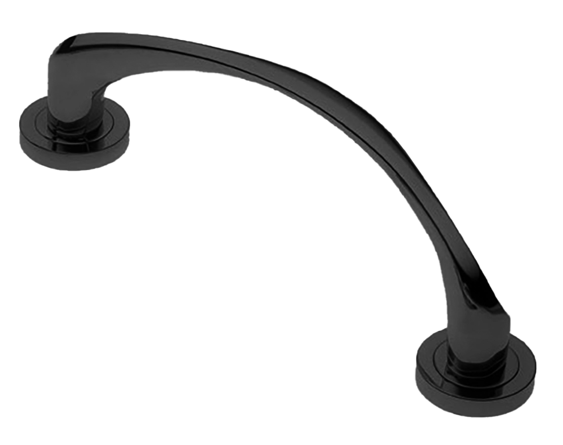 Ручка-скоба дверная COBRA PH NERO на круглой розетке, цвет черный, латунь фото купить в Воронеже