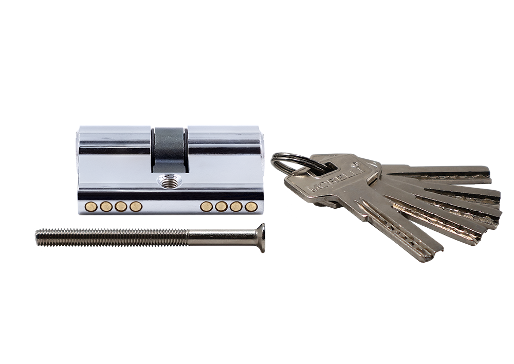 Ключевой цилиндр высокой секретности HS 50C PC (50мм), цвет хром фото купить в Воронеже