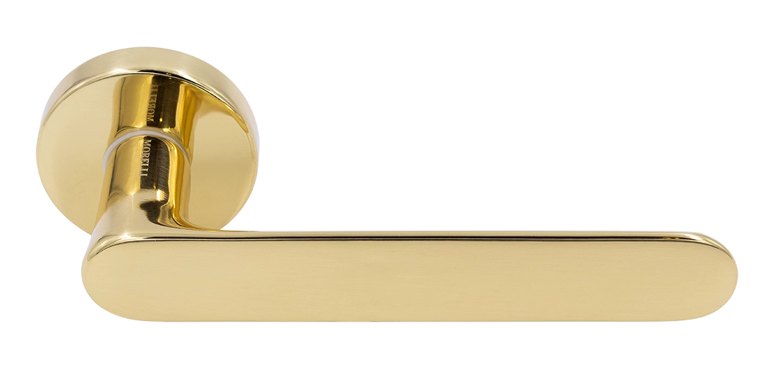 Ручка дверная LE BOAT R5 OTL раздельная на круглой розетке, цвет золото, латунь фото купить Воронеж