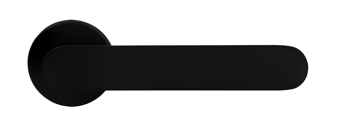 Ручка дверная LE BOAT R5 NERO-ST раздельная на круглой розетке, цвет черный soft-touch, латунь фото купить в Воронеже