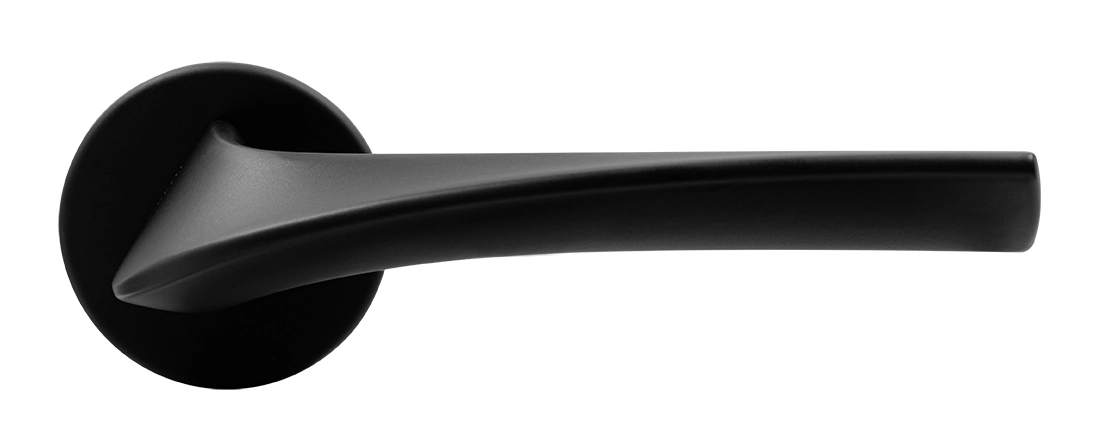 Ручка дверная COMETA R5 NERO-ST на круглой розетке цвет черный soft-touch, ЦАМ фото купить в Воронеже