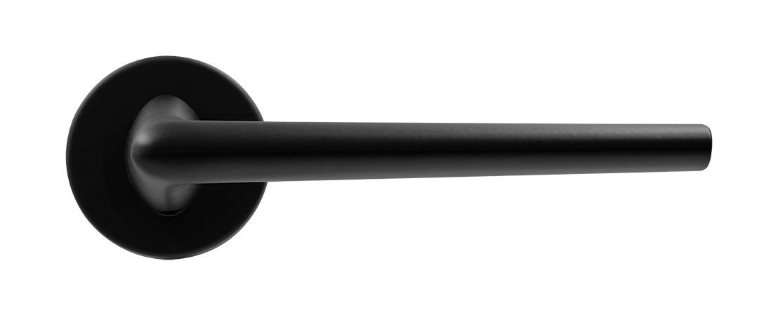 Ручка дверная THE FORCE R5 NERO-ST на круглой розетке, цвет черный soft-touch, ЦАМ фото купить в Воронеже