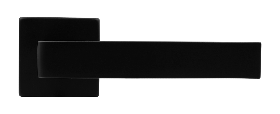Ручка дверная HORIZONT S5 NERO-ST на квадратной розетке, цвет черный soft-touch, ЦАМ фото купить в Воронеже