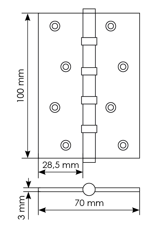 Петля карточная универсальная MBU 100X70X3-4BB COF латунь,врезная,цвет кофе фото купить в Воронеже