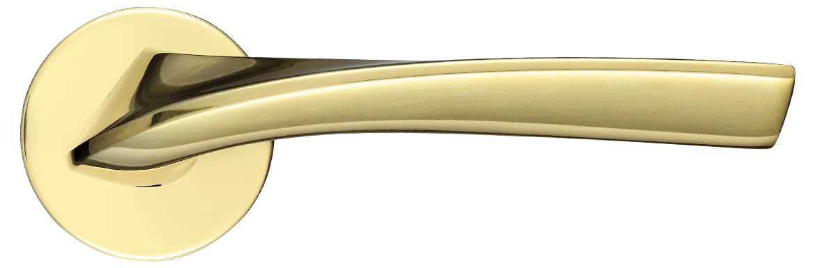 Ручка дверная COMETA R5 OTL раздельная на круглой розетке 7 мм, цвет золото, латунь фото купить в Воронеже