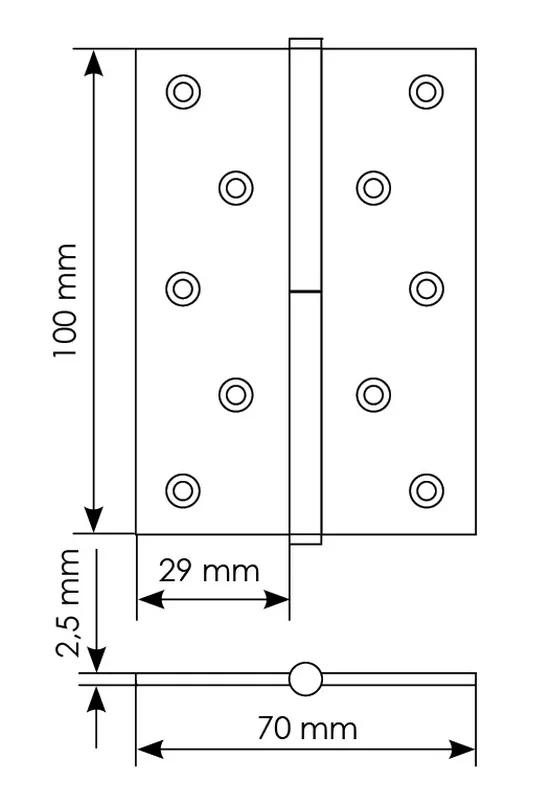 Петля универсальная разъемная MSD 100X70X2.5 AB L стальная левая, врезная, цвет бронза фото купить в Воронеже