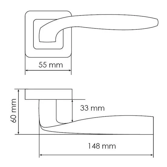 Ручка дверная SHELL MH-45 GR/CP-S55 раздельная на квадратной розетке, цвет графит/хром, ЦАМ Light фото купить в Воронеже