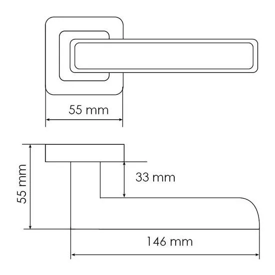 Ручка дверная FLEX MH-44 GR/CP-S55 раздельная на квадратном основании, цвет графит/хром, ЦАМ Light фото купить в Воронеже