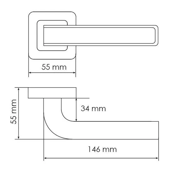 Ручка дверная EON MH-46 GR/CP-S55 раздельная на квадратной розетке, цвет графит/хром, ЦАМ Light фото фурнитура Воронеж