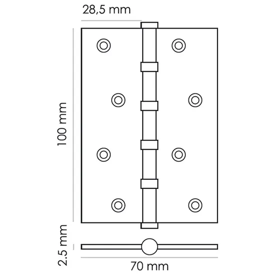 Петля карточная универсальная MS 100X70X2.5-4BB BL, врезная, цвет черный, сталь фото купить в Воронеже