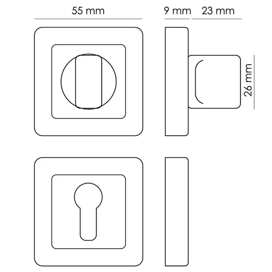 Завертка сантехническая MH-WC-S55 GR/PC квадратная цвет графит/хром фото купить в Воронеже